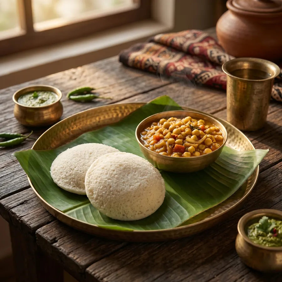 Idli with Ghuguni